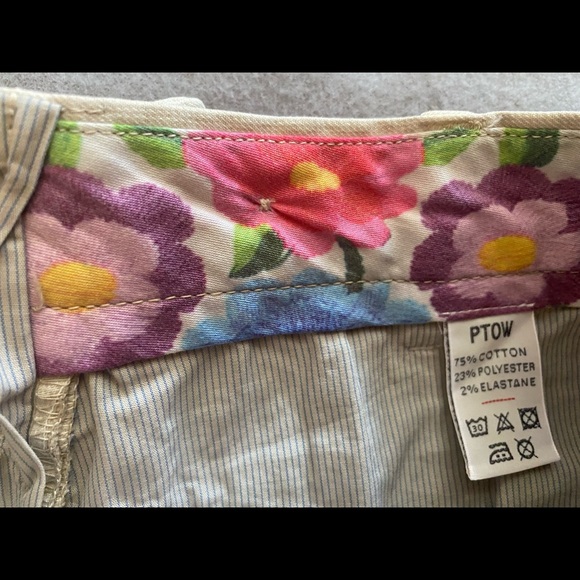 Women’s cotton pants size 42 European, cream color with multi-color detail - Picture 6 of 8